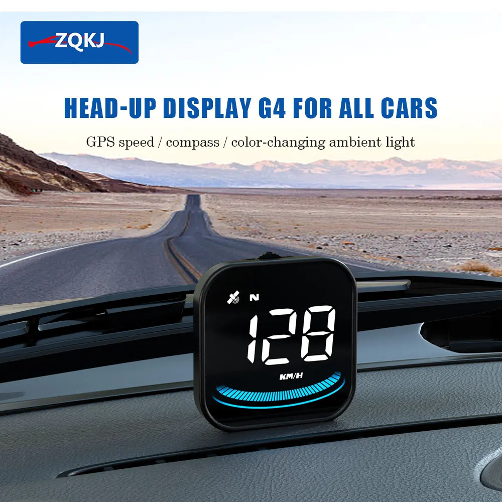 

ZQKJ G4 HUD for All Car LED Screen Meter Auto Para GPS System Speedometer Smart Digital Alarms Electronic Head Up Display