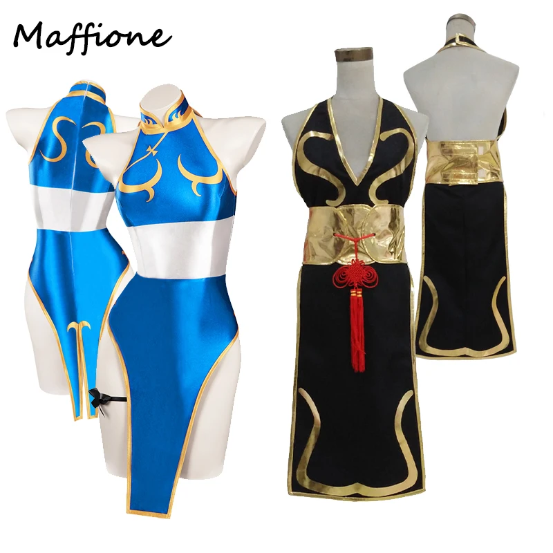 

Chun Li Cosplay Women Costume Cheongsam Dress Role Play Clothes Girls Sexy Swimwear Female Halloween Carnival Disguise Suit