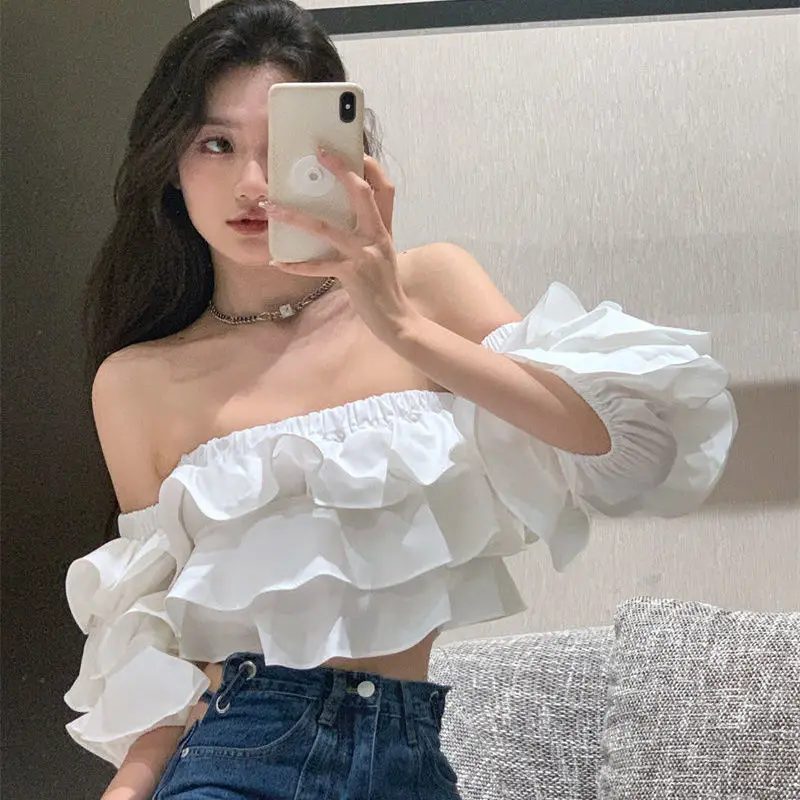 

Женская рубашка с вырезом лодочкой BEENLE, яркая однотонная Сексуальная короткая рубашка с разрезом-лодочкой и рукавом-бабочкой, топы и блузки...