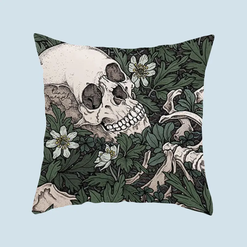 Индивидуальная квадратная подушка с принтом черепа из полиэстера наволочка для