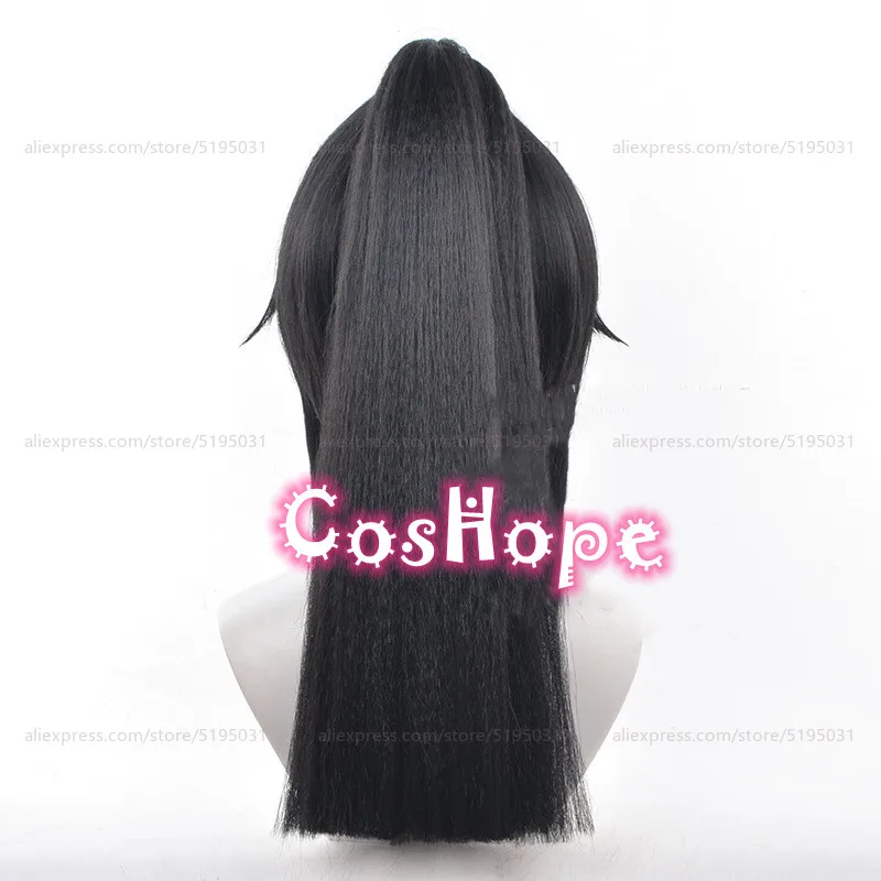 Парик для косплея Nekomiya Mana длинные волосы 50 см с хвостиком черный парик косплей