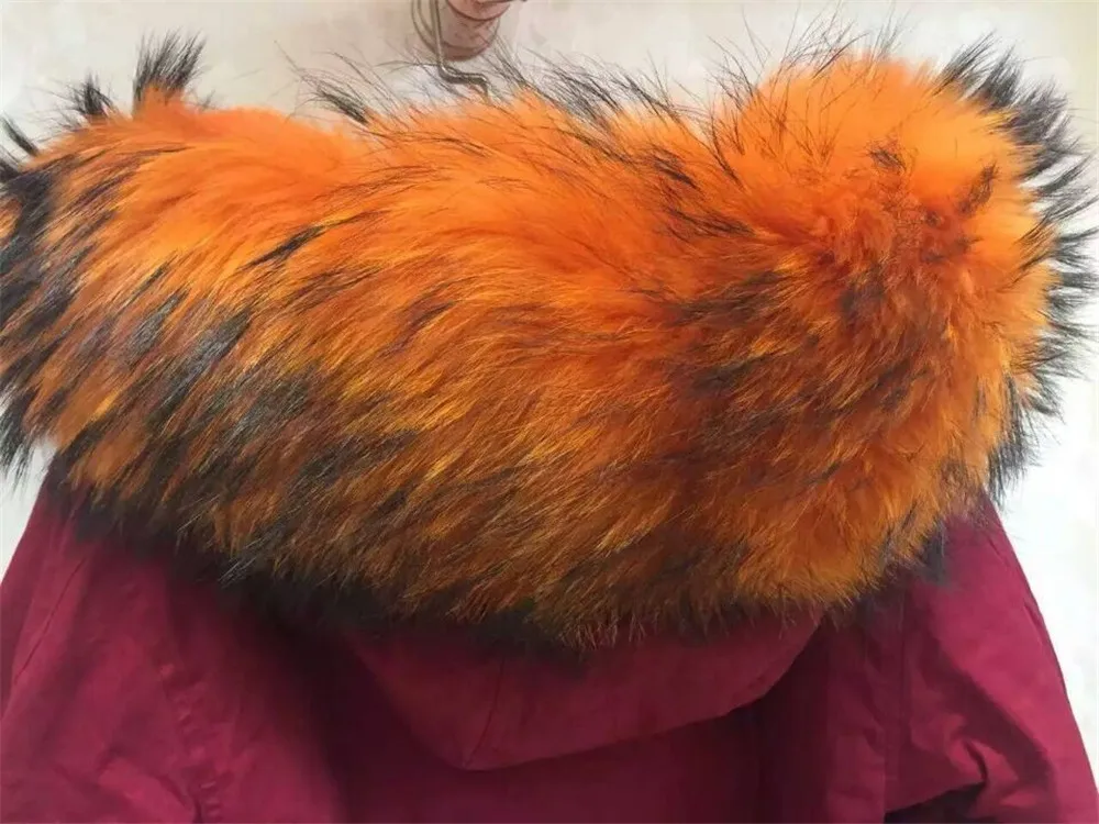 Высококачественная оранжевая меховая парка зимнее короткое пальто из