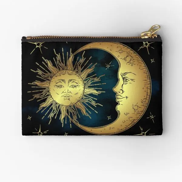 

The Sun Moon And Stars Zipper Pouches Coin Pure Pocket Key Packaging Panties Socks Storage Money Wallet Cosmetic Small Bag