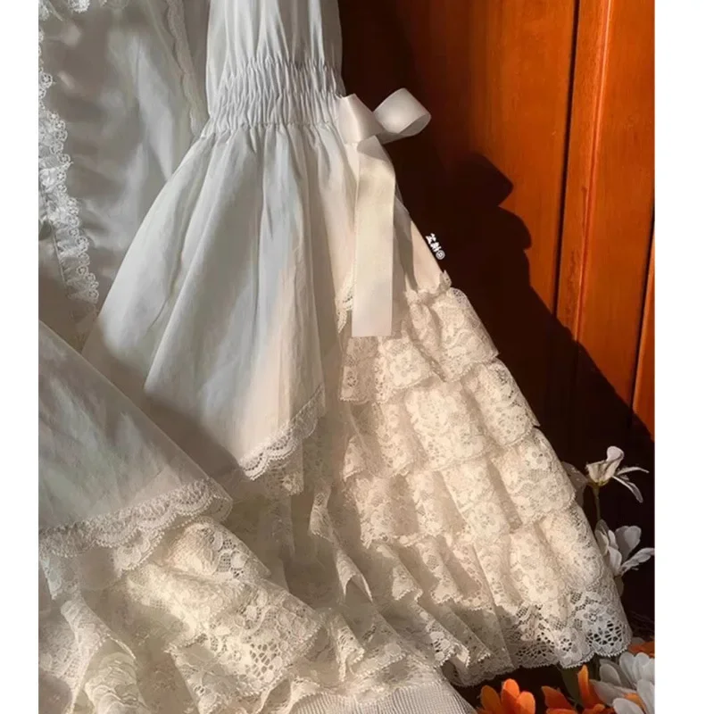 Женская винтажная рубашка с кружевным рукавом и расклешенным