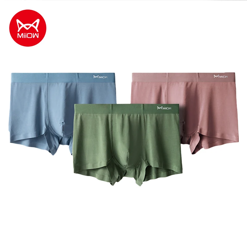 MiiOW 3Pcs Modal Men Underwear Boxer Shorts Seamless No Trace Comfort Underpants Man Boxershorts L-5XL Plus Size Male Panties