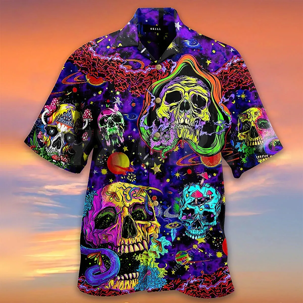 Skull Guitar 3D All Over Printed Hawaiian Shirt Men's For Women's Harajuku Casual Shirt Unisex