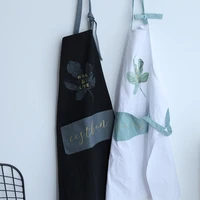 unique printing water oil proof apron women nordic apron adjustable kitchen cooking baking bib apron pocket