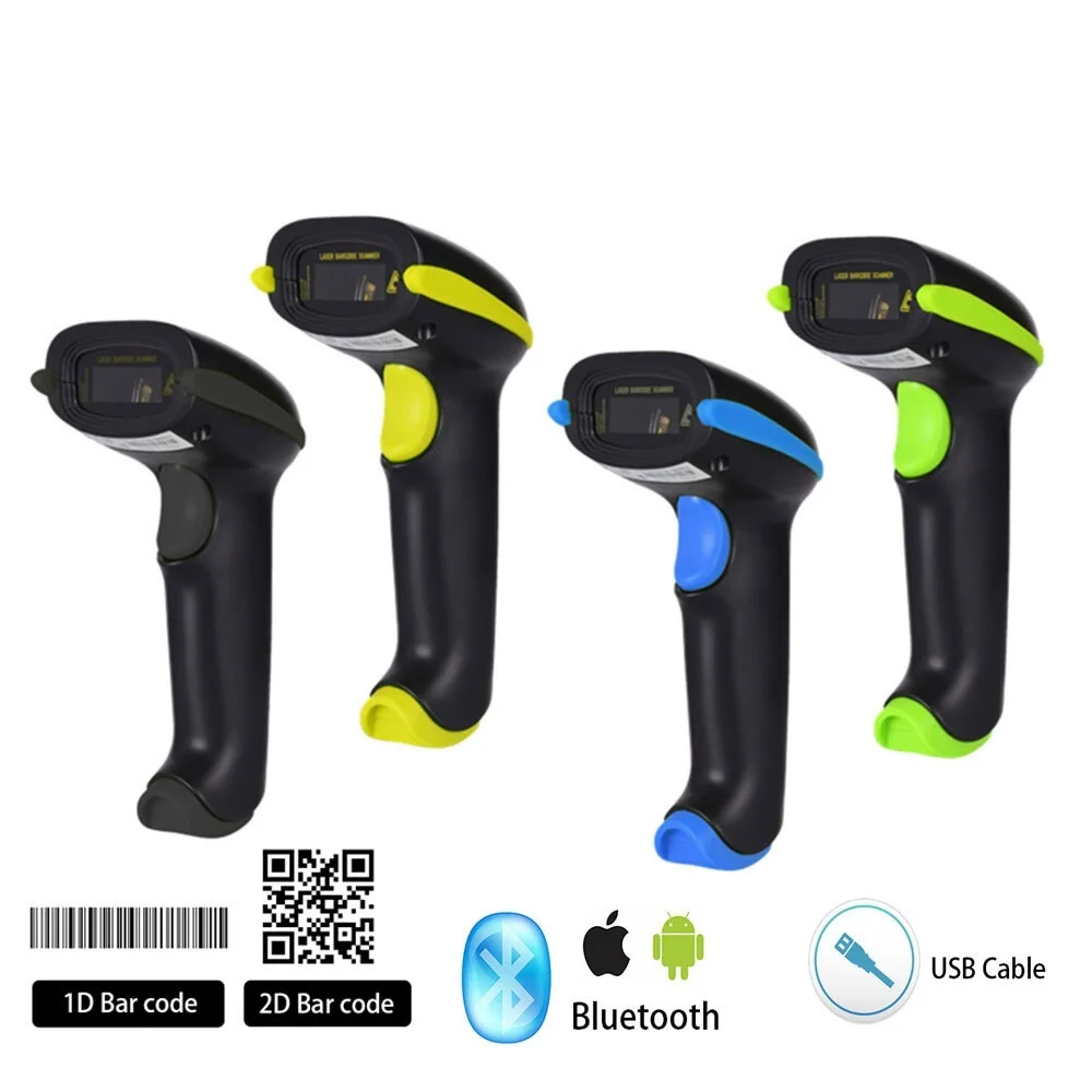 

Barcode Scanner Wireless 1D/2D Laser USB Wired Bar Code Reader QR Code Reader Bar Gun Multi Language Keyboard Scanner for Store