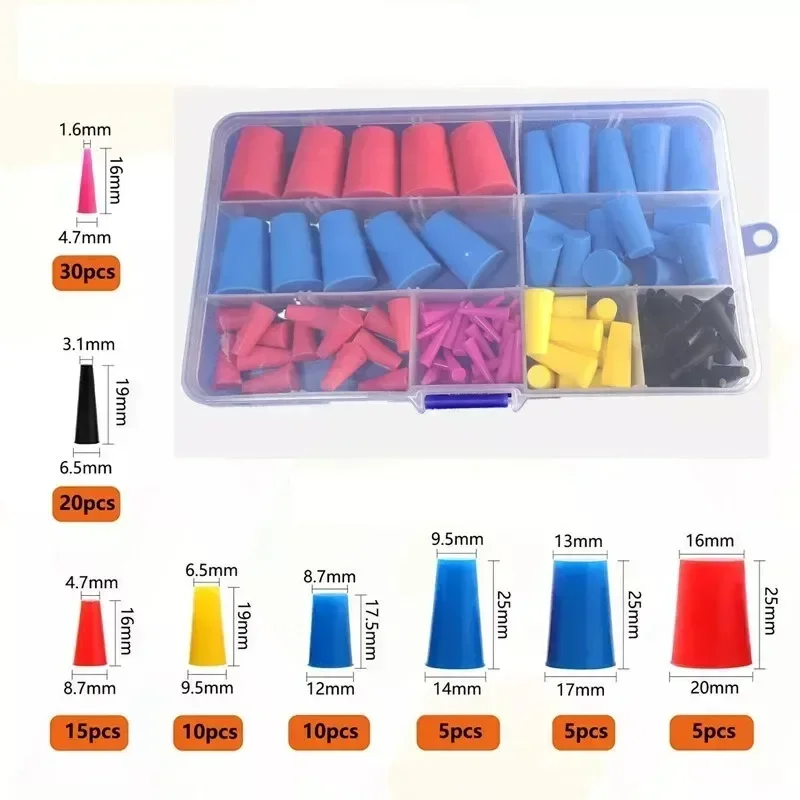 100pcs Silicone Rubber Tapered Plug For Hole Plugs Sealing Tapered Stopper Plug Conical Powder Coating HighTemp Resistant