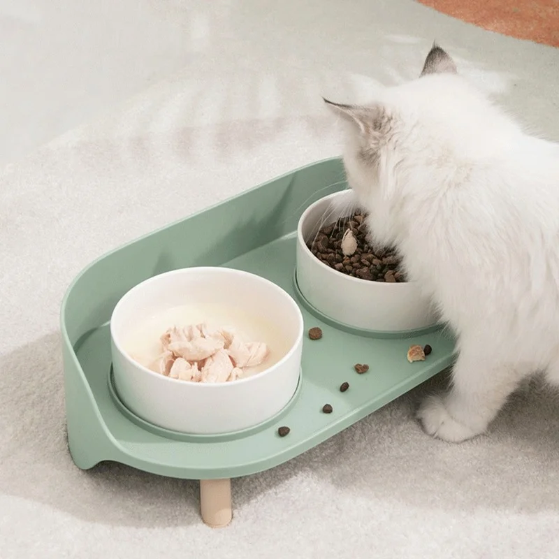 

NEW Dog Cat Ceramic Pet Bowl Neck Protect Feeding Pet Bowl Dual Nonslip Water Food Feeder Pet Accessories Durable multiple color