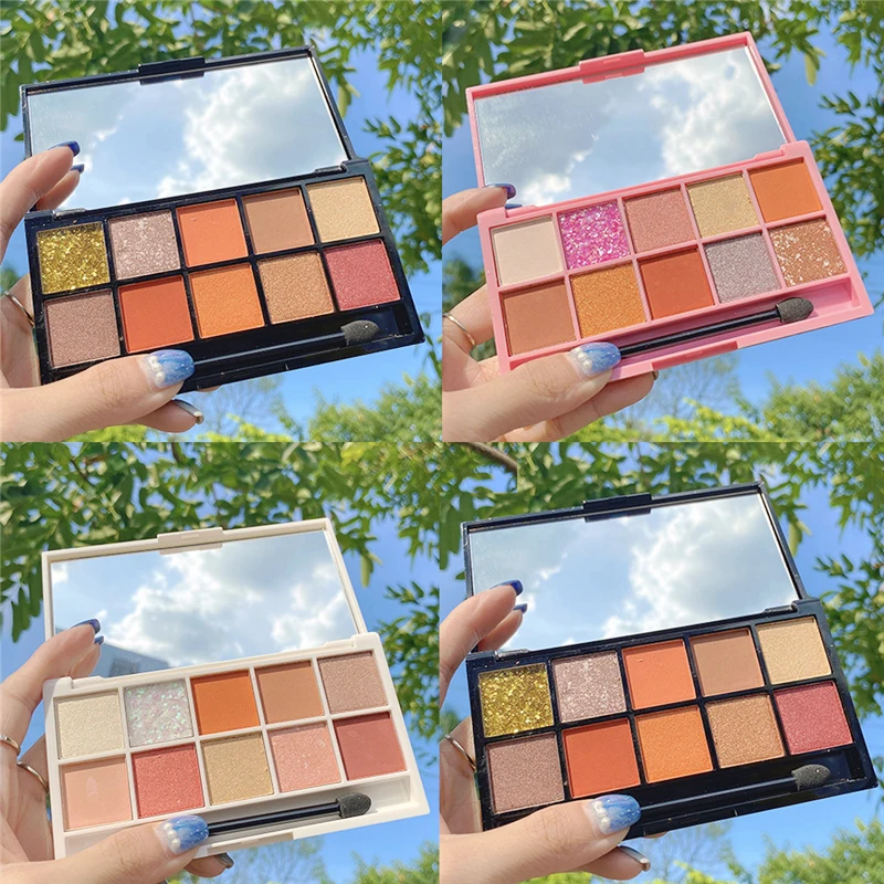 

2022 News Pearlescent Eye Shadow 10 Colors Pigment Eye Shadow Palette Matte Shimmer Eyeshadow 1Pcs Colorful