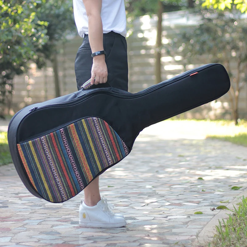 Waterproof Oxford Guitar Bag Double Strap Cotton Thicken Pad Backpack Knitted Guitar Storage Case for 40 41 Inch Guitar Ukulele enlarge