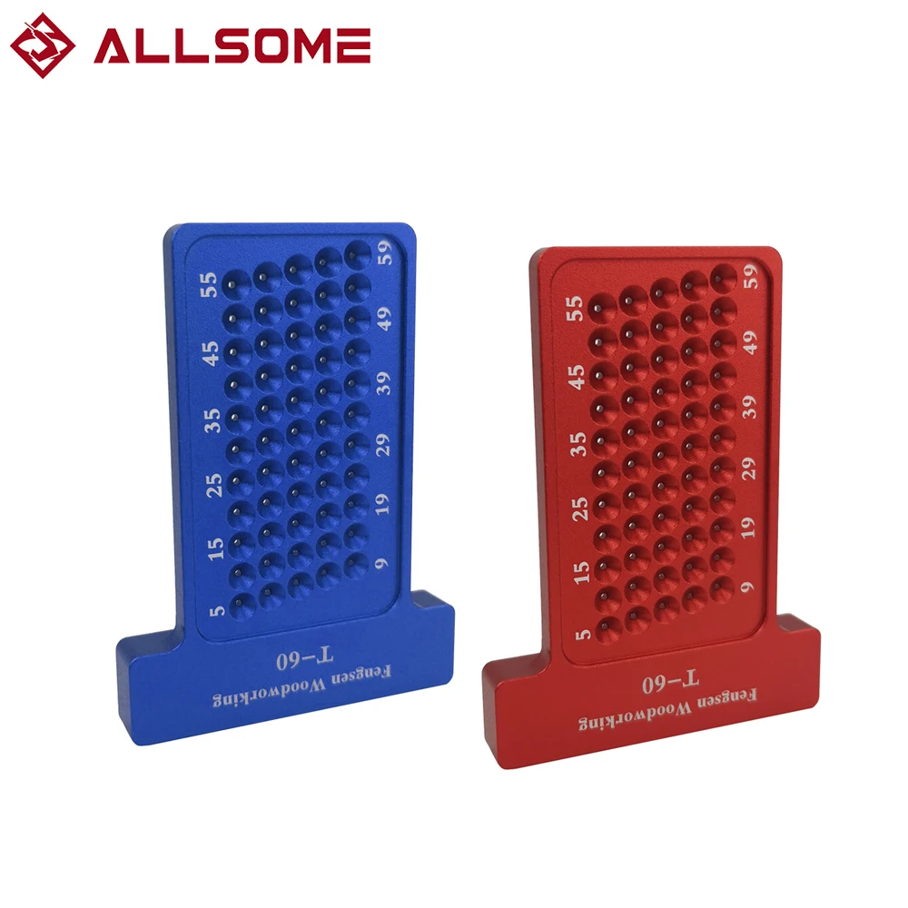 ALLSOME Aluminium Alloy T-60 Hole Positioning Metric Measuring Ruler 60mm Woodworking T-Squares Marking Ruler For Carpenter