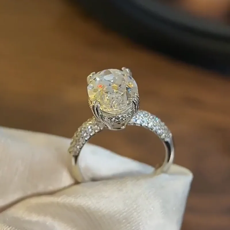 Фото Кольца CEICI 6CT 9X13MM 5A с цирконами для женщин, серебро S925 с покрытием из 18-каратного золота, обручальное кольцо с лабораторным бриллиантом в форме цветка, изысканные ювелирные изделия №4
