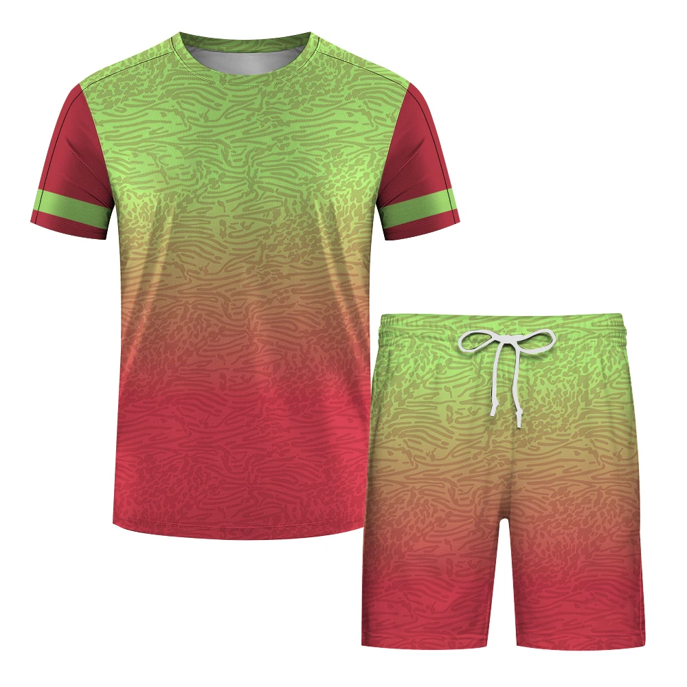 Pattern Printing Summer Men's T Shirt Loose O-neck Short SleeveTops Casual Comfortable Shorts 2 Piece Outfit Men Sports Clothing