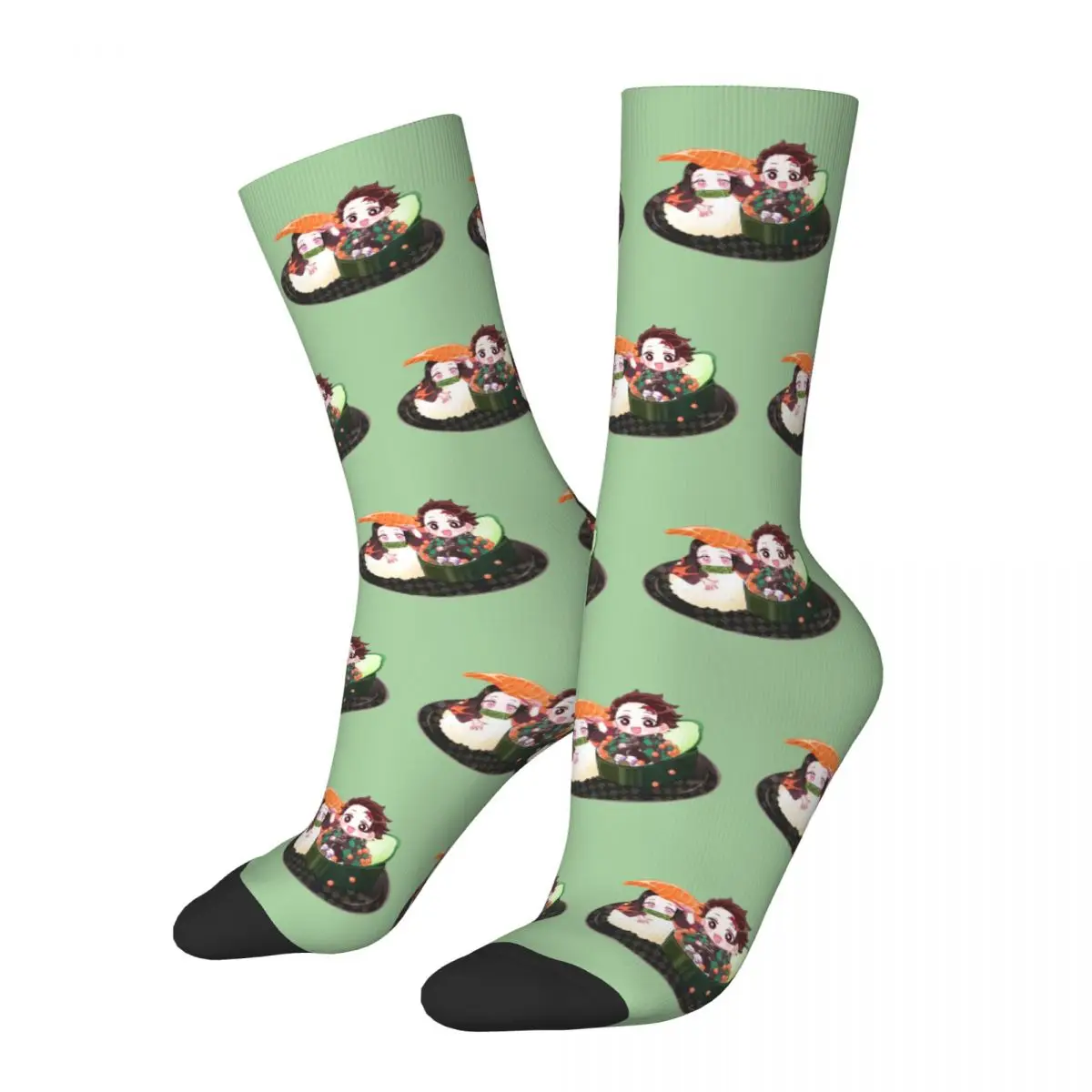 

Harajuku Tanjiro And Nezuko Shushi Demon Slayer Basketball Socks Cartoon Polyester Long Socks for Women Men Sweat Absorbing