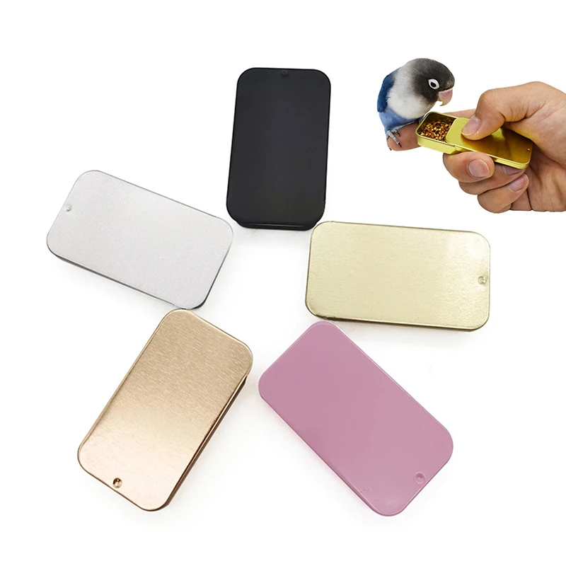 

Mini Bird Training Food Jar Parrot Hand-held Feeder Iron Tank Storage Box Multipurpose Tinplate Push-pull Box Training Tools