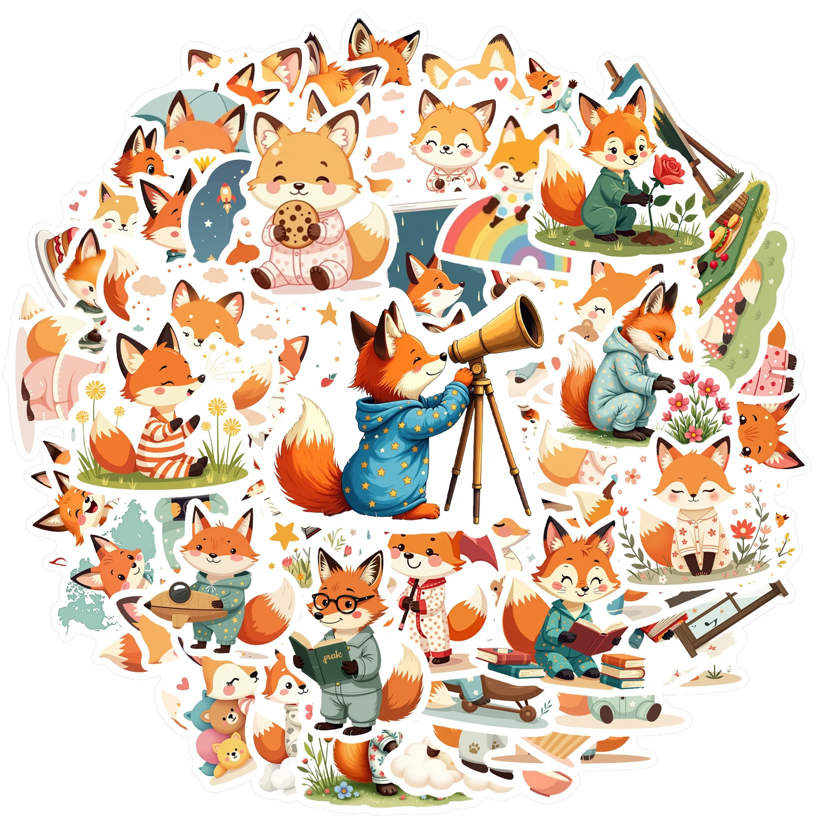 

Набор наклеек с лисами, синтетическая бумага