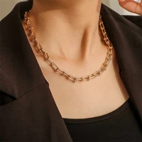wesparking emo gold plated u shaped chain necklace hip hop style horseshoe metal chain choker free shipping fashion jewelry