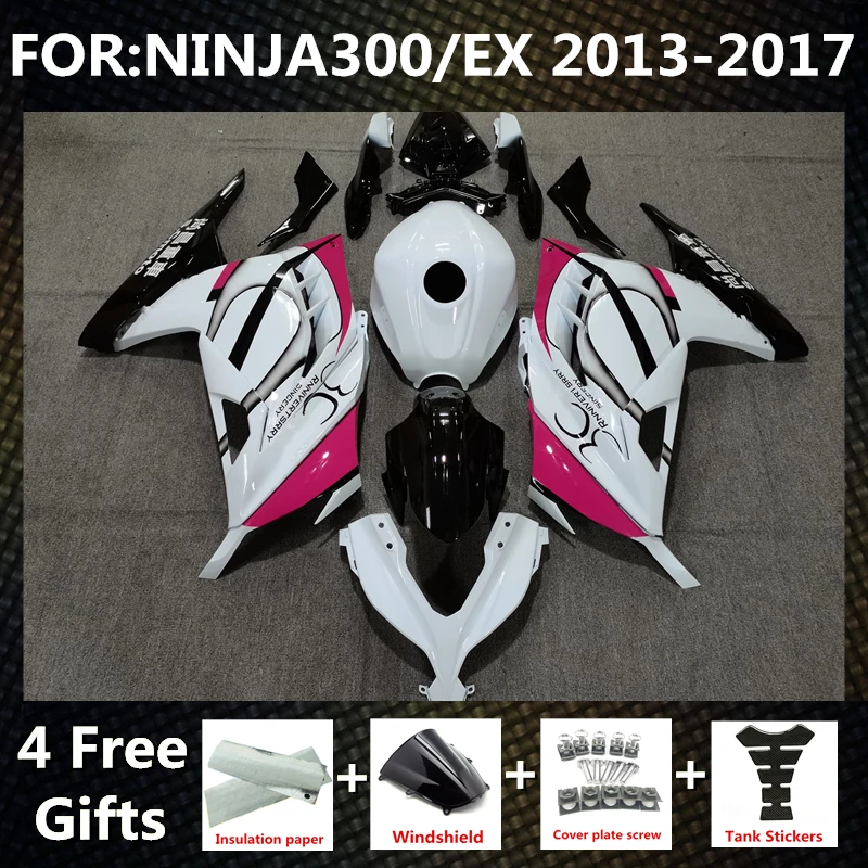 

New ABS Motorcycle Fairing kits Fit for ninja 300 ninja300 2013 2014 2015 2016 2017 EX300 ZX300R fairings kit set white black