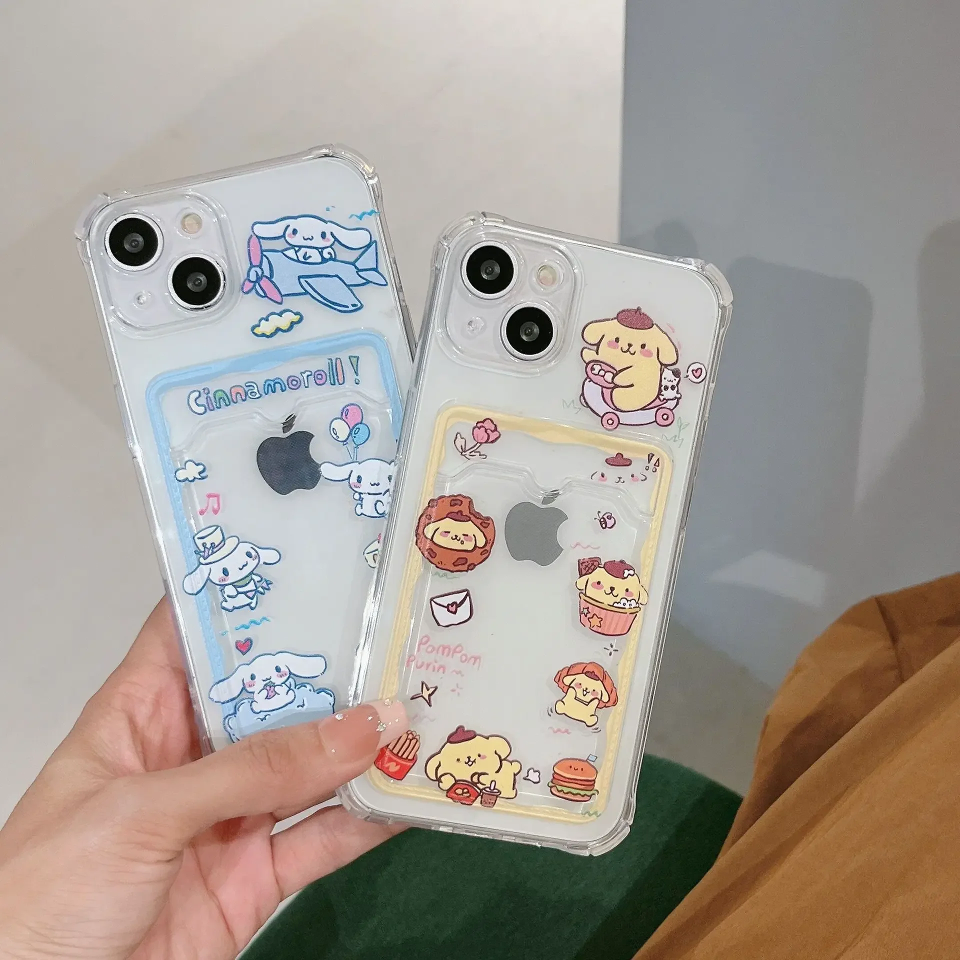 Чехол-держатель для карт Sanrio Hello Kitty Cinnamoroll Samsung Galaxy S24 Ultra S23 FE S22 A55 A35 A34 силиконовый