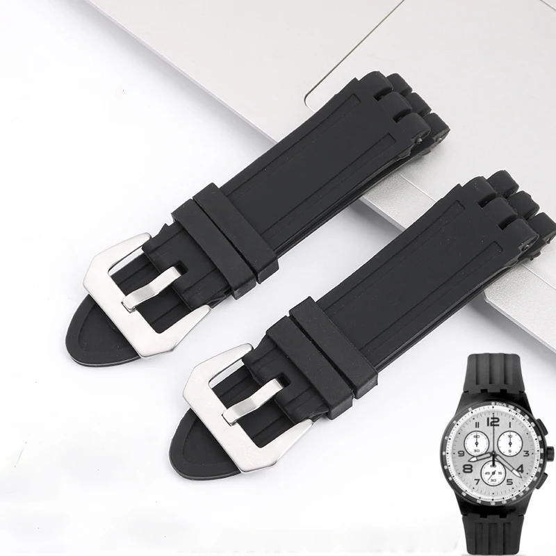 

Silicone watch strap for Swatch watch men's wristband YOS440 449 401 447 waterproof rubber watch chain 23mm watchband gift tool