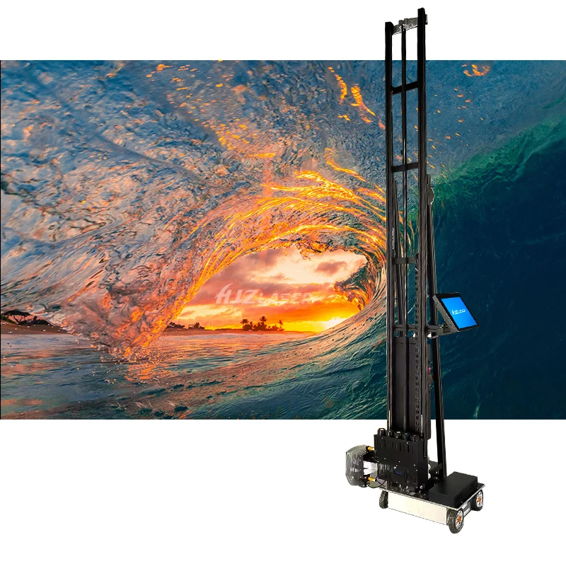 2880 DPI 3D Photo Direct to Mural Vertical Operated Wall Printing Machine Zeescape Chinese Wallpen Portable Wheeled Print
