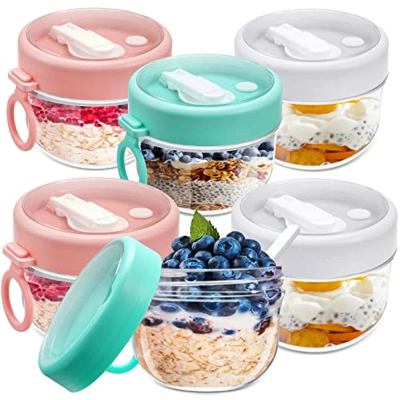 

20 Oz Yogurt Jars Leakproof Overnight Oats Jars Oatmeal Salad Jars with Lids Smoothie Prep Containers Cups for Food Storage