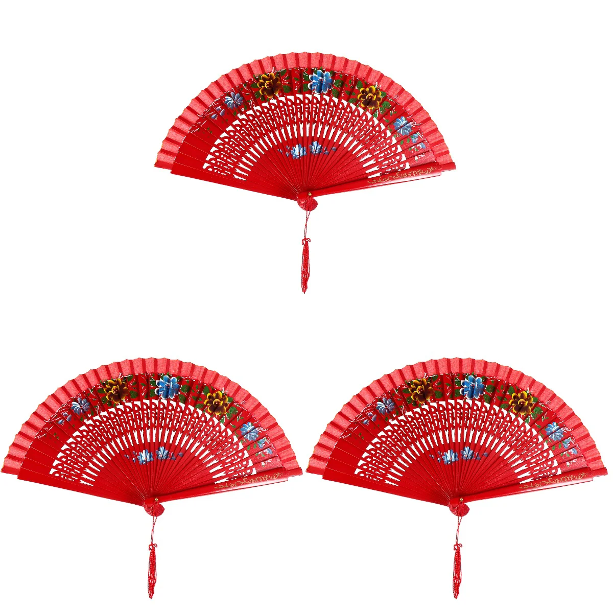 

3pcs Double-faced Fan Chinese Style Fan Hollow Out Performance Fan