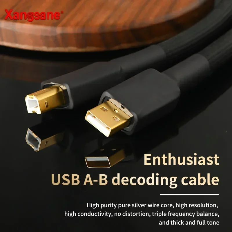 Фото USB-кабель A To B из чистого серебра, кабель для декодирования DAC, Hi-Fi аудиодекодер, провод для цифровой звуковой карты №4