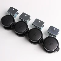 4pcs black 50mm replacement swivel furniture casters office chair baby crib sofa brake plastic rolling rollers wheels caster kit