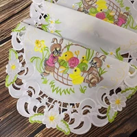 2022 new embroidery table runner flag cloth cover tablecloth for table decor rabbit easter table tablecloth decoration ramadan