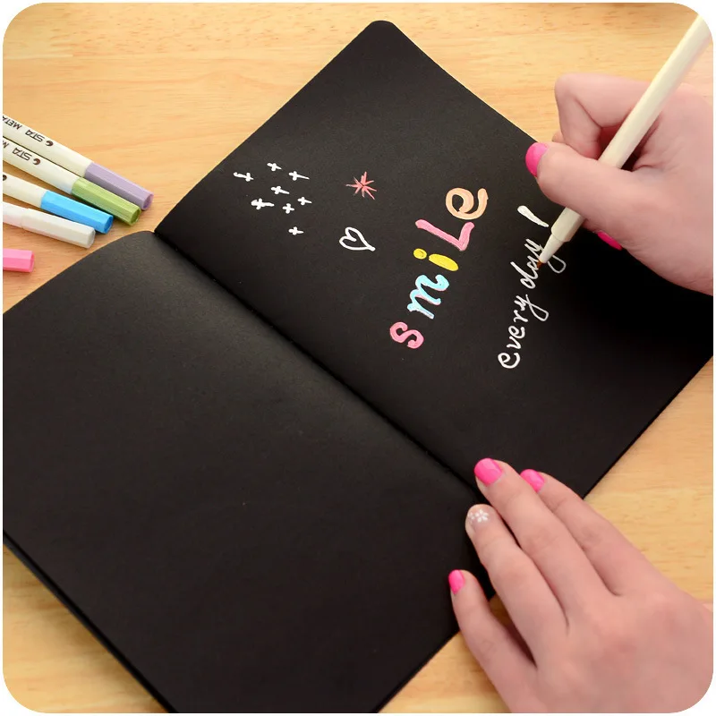 

Blank Black Paper Sketch Book Inner Page Diary Notebook Drawing Album DIY Graffiti Picture Painting Paper School Art Supplies