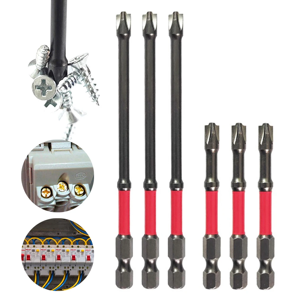 

6PCS 65-110mm Slotted Cross Screwdriver Bit Magnetic Special Slotted Cross Screwdriver Bit For Electrician FPH2 Socket Switch