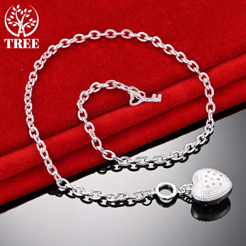 

ALITREE 925 Sterling Silver Necklace For Woman Crystal Heart Key Pendant Chain Party Engagement Wedding Birthday Fashion Jewelry