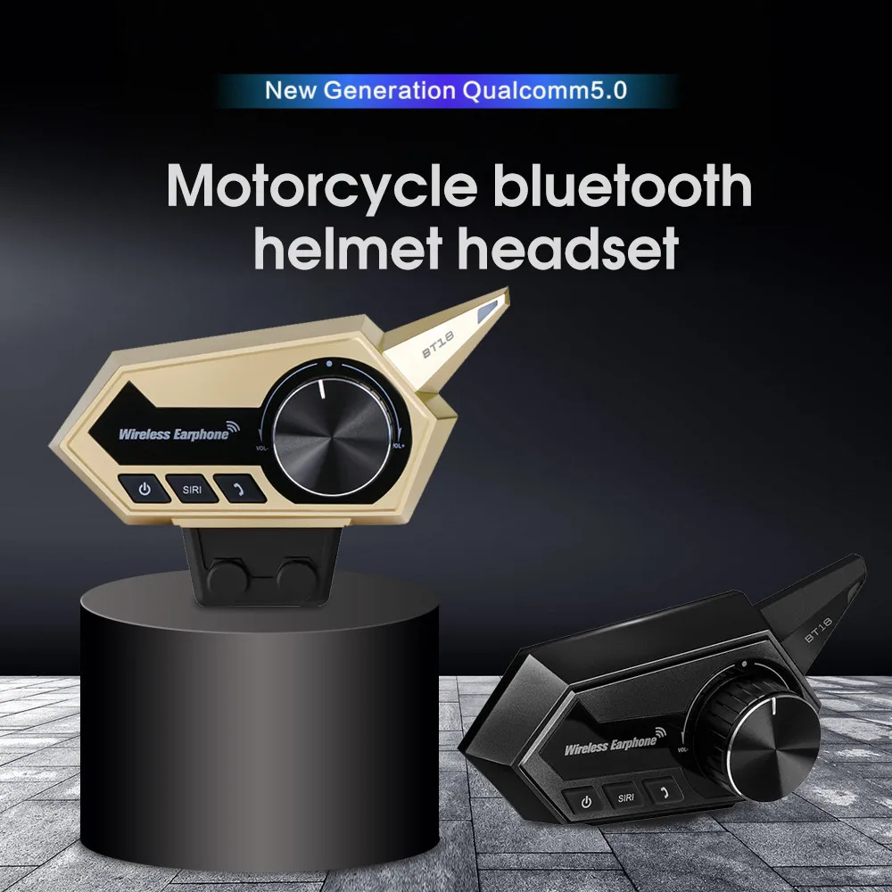 

BT18 Bluetooth 5.0 Motorcycle Helmet Headset Wireless IP67 Waterproof Handsfree Stereo Earphone Motorbike Hifi Headphones