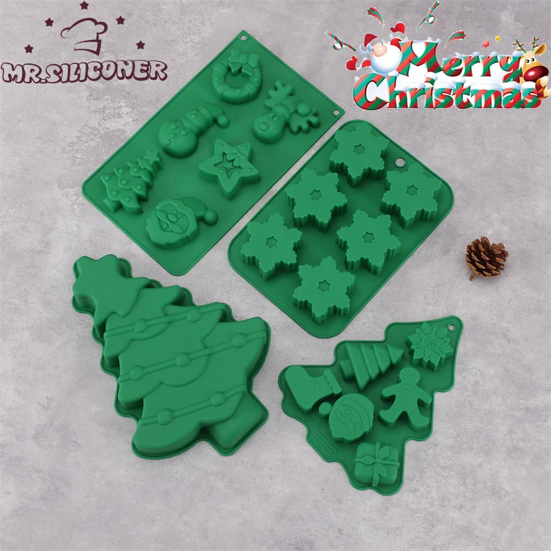 

Силиконовая форма в форме рождественской елки, Санта-Клауса, украшение для торта, инструмент для помадки и печенья, форма для конфет и шоколада, форма для выпечки