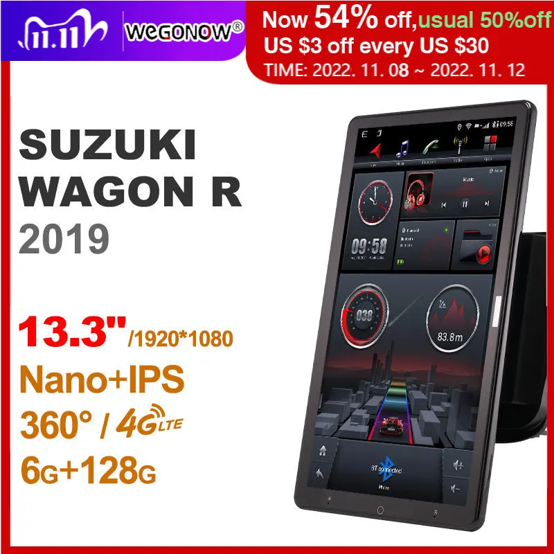 

1920*1080 Nano Ownice Android10.0 для SUZUKI WAGON R 2019 Автомагнитола Видео Аудио 13,3 дюймов IPS поворотный 360 6G 128G Тесла стиль