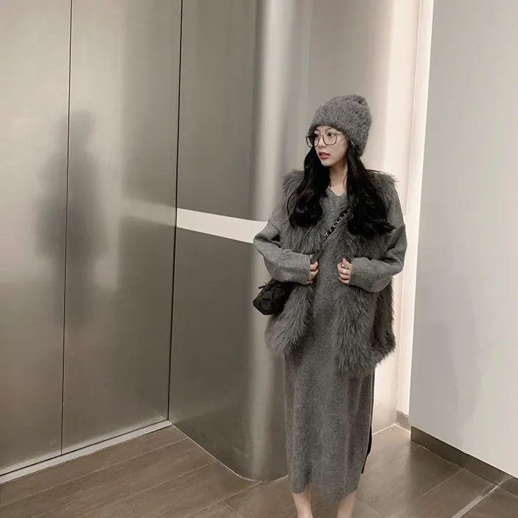 

Faux Fur Vest Coat Women Winter Warm Fluffy Fake Fur Gilet Veste Waistcoat Jacket Solid Color Sleeveless Female Outerwear J14