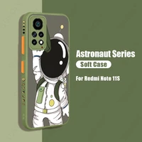cartoon astronaut hard matte case acrylic back cover for xiaomi redmi note 11 11s 10 mi 11 lite 5g ne poco m4 m3 pro 11t pro