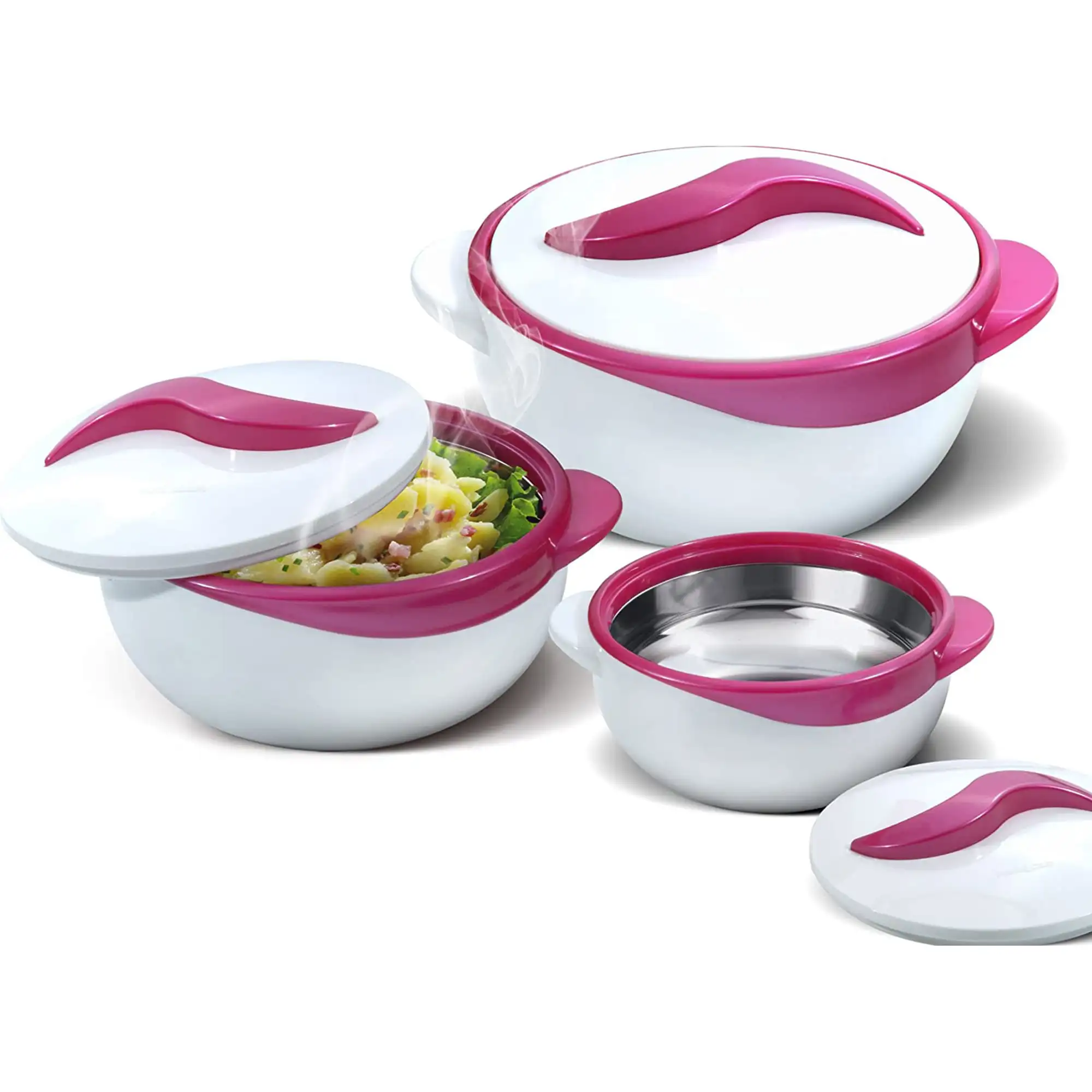 

3-Pc Set Stainless Steel Bowl Insulated Food Container, Purple