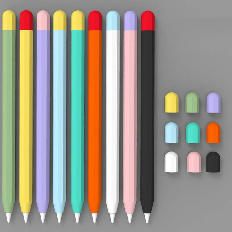 Funda de silicona para bolígrafo Apple Pencil 1, 2 colores a juego, funda protectora antideslizante anticaída para iPad Pen 2 y 1