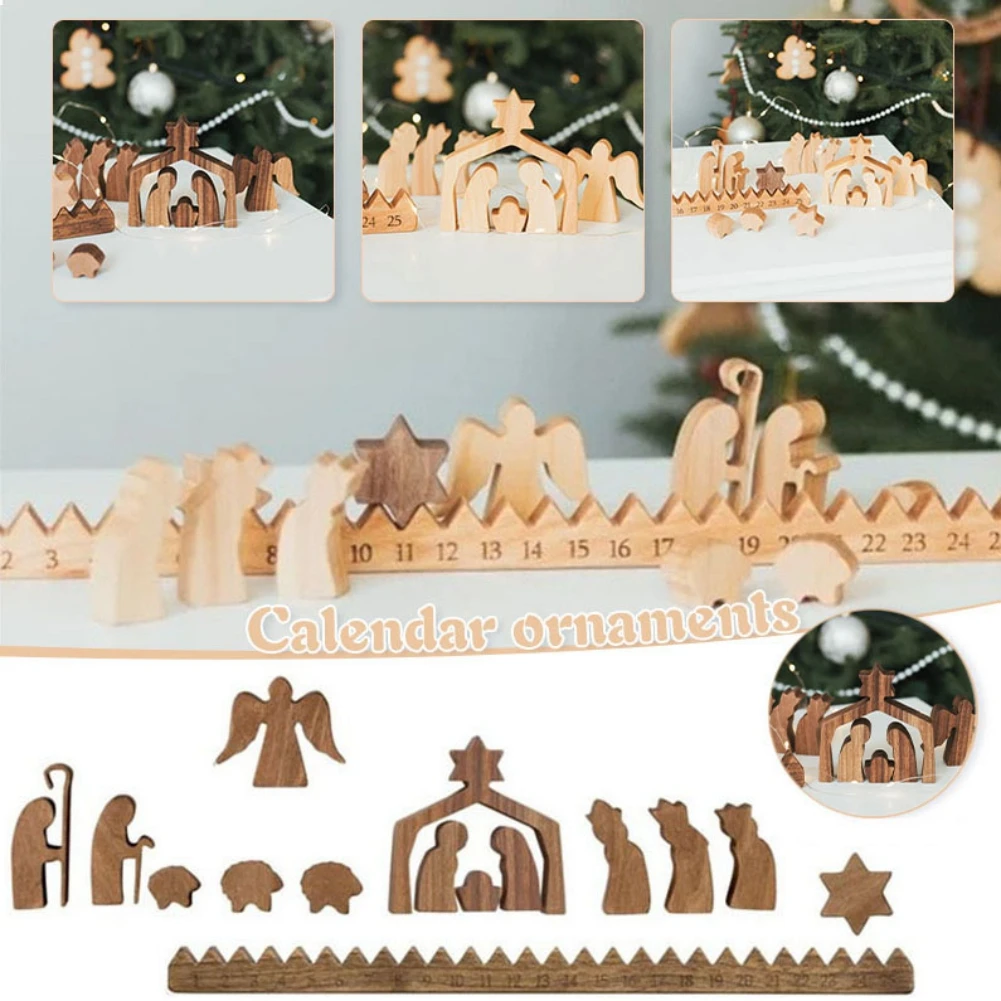 

Jesus Decoration Wooden Home Decoration Christmas Calendar Desktop Ornament