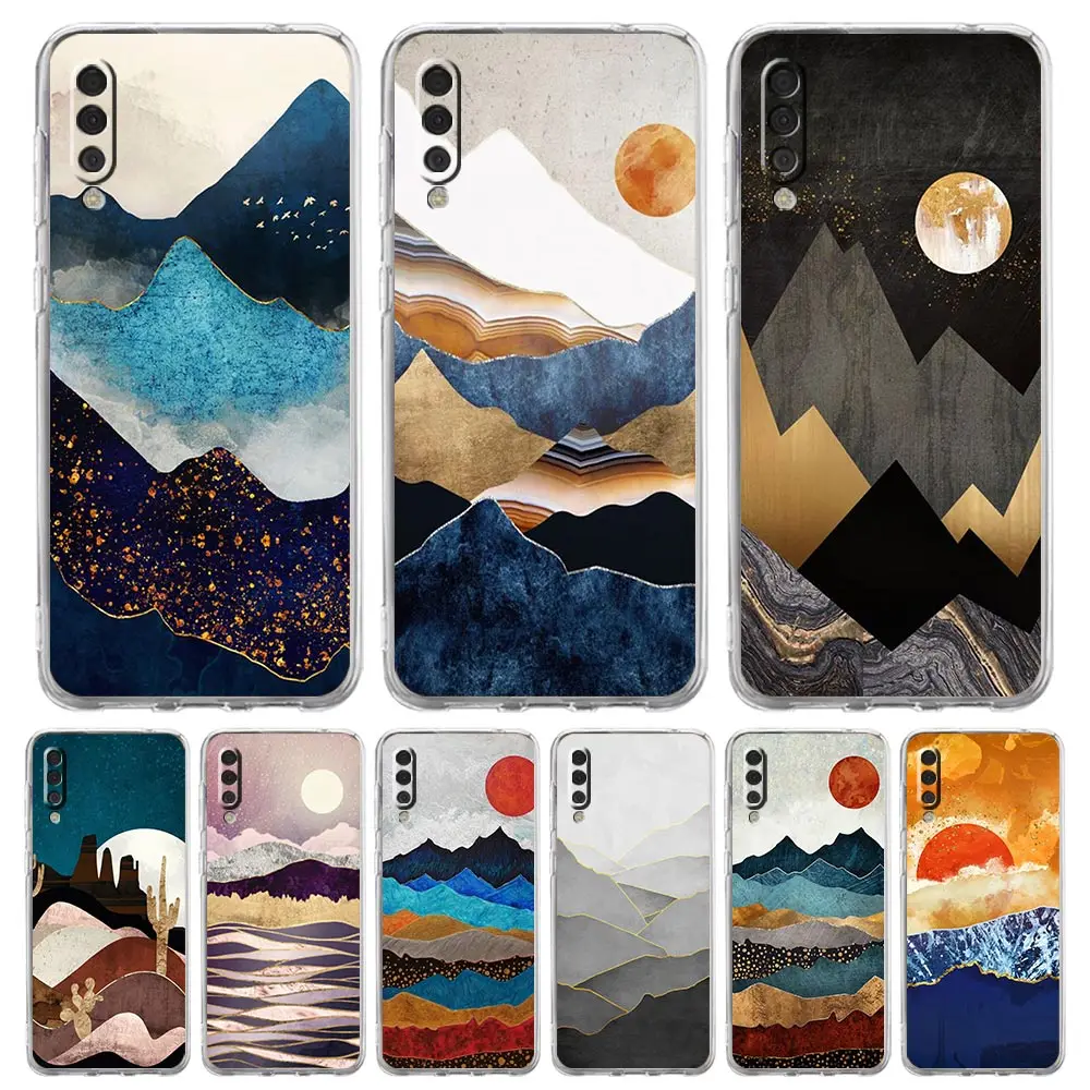 

Hand Painted Scenery Phone Case For Samsung Galaxy A12 A50 A70 A20 A30 A40 A20E A10 A10S A20S A02S A22 A32 A52S A72 Clear Cover
