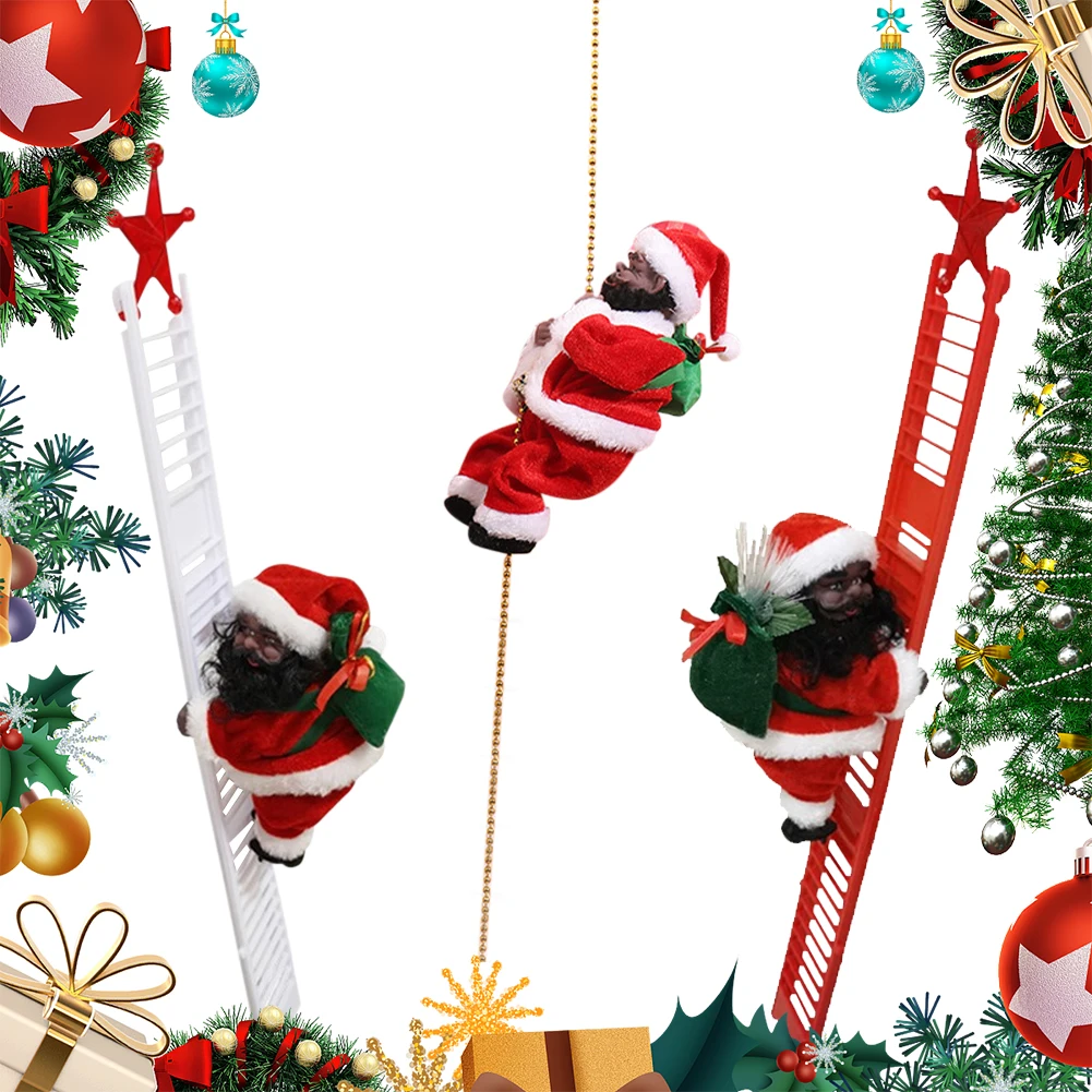 

Рождественский подарок электрическая лестница для скалолазания с музыкой Дед Мороз украшение для дома Рождественская елка подвесной Деко...