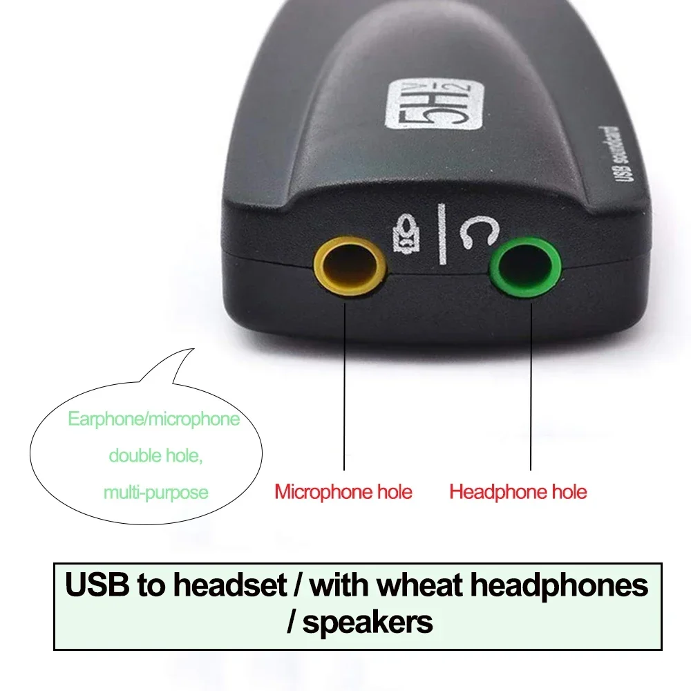Внешняя звуковая карта USB 7.1 Адаптер 5HV2 USB на 3D CH Sound Антимагнитная аудиогарнитура Микрофон Разъем 3,5 мм для портативных ПК (art.: 3920cd9931345) - 3920cd9931345
