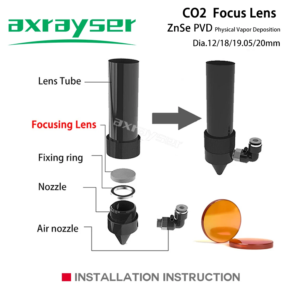 CO2 лазерный фокусирующий объектив диаметром 15/18/20 мм PVD линзы ZnSe FL 50 8-127 для