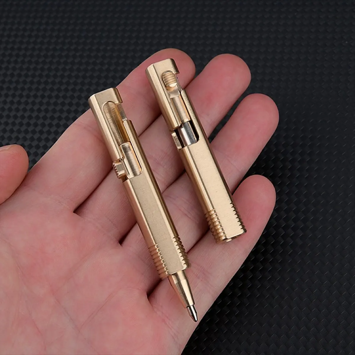 Фото Новейшая ручка ABBQ-Brass с быстрым механизмом снятия, цилиндрическая шариковая ручка, портативная карманная ручка для путешествий и деловых подписей, модель B. №3