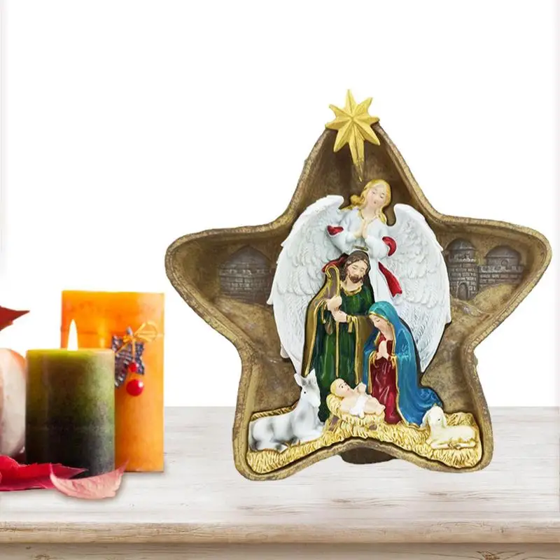 

Рождественская статуя Рождества, Рождественский стол, декоративная статуя из смолы, искусственная семья