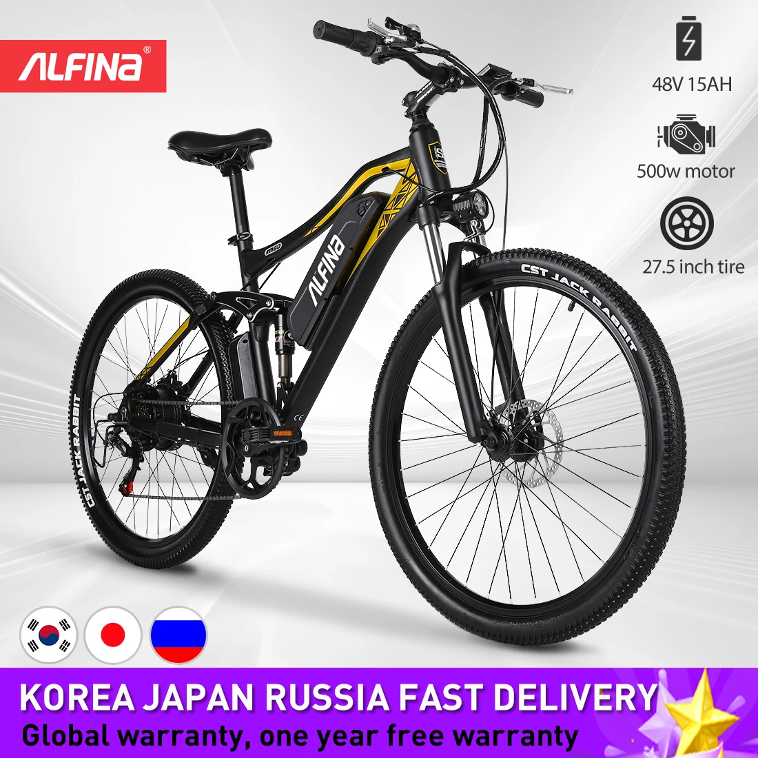 

ALFINA 2021 NEW F60plus Electric Mountain Bike 500W Motor 27.5 Inch Tire 48V15AH Battery Electric Bicycle Adult MTB Ebike